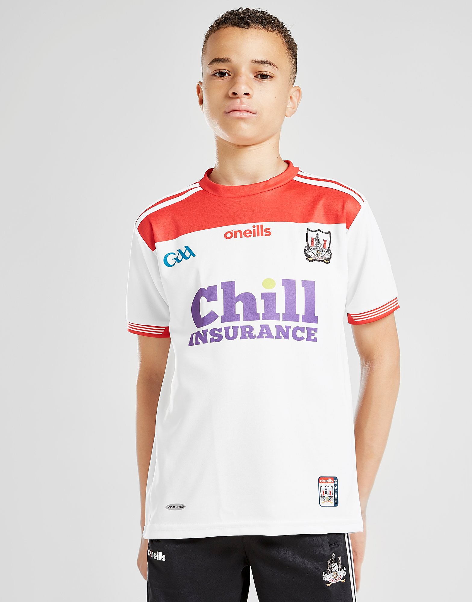 

O'Neills Cork GAA 2019 Away Shirt Junior - White/Red - Kids, White/Red