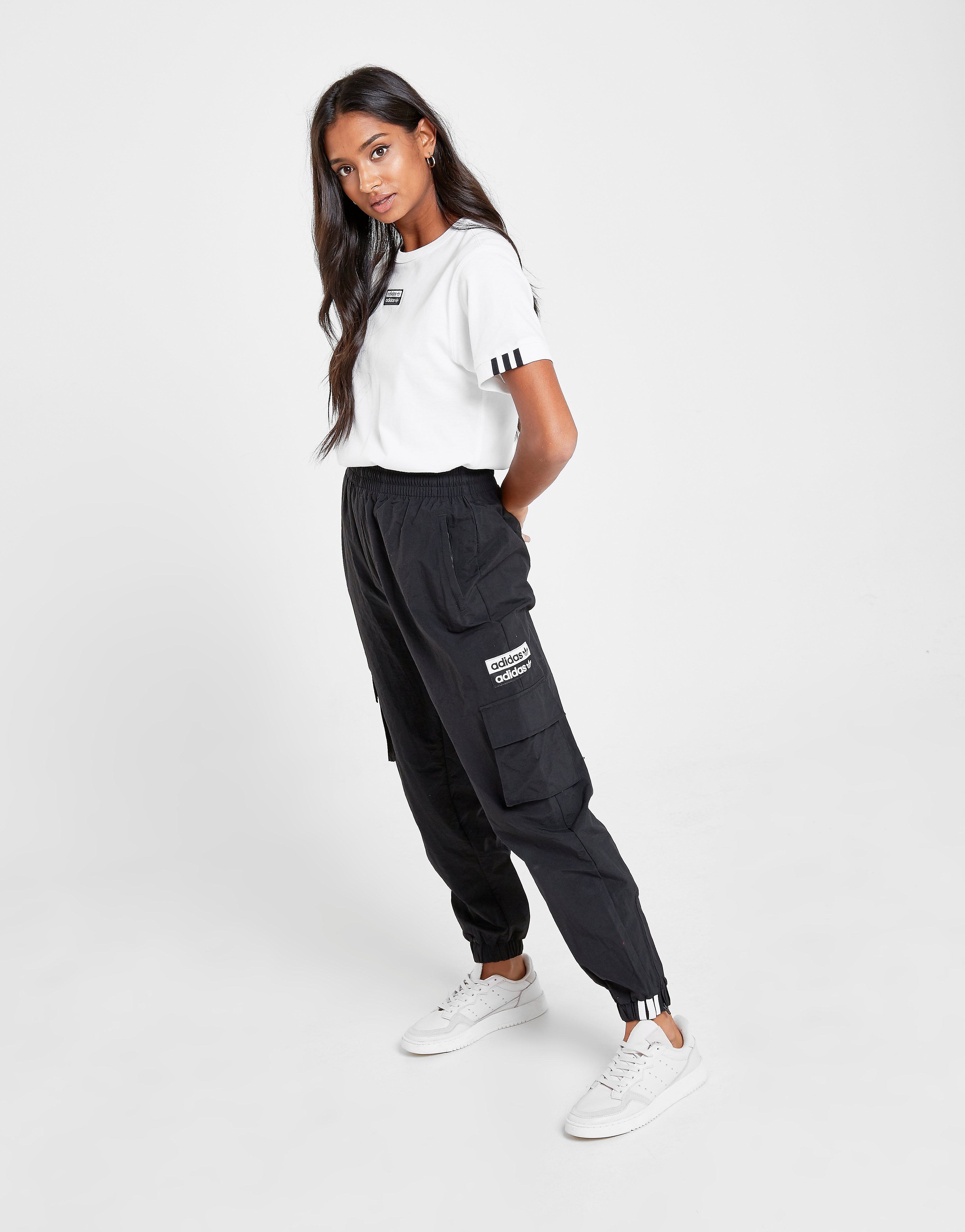 

adidas Originals Cargo Track Pants - Black/White - Womens, Black/White
