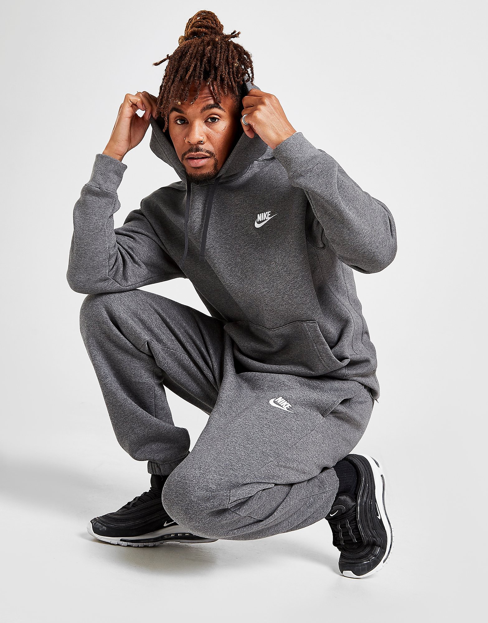 

Nike Foundation Fleece Joggers - Charcoal Heather/Anthracite/White - Mens, Charcoal Heather/Anthracite/White