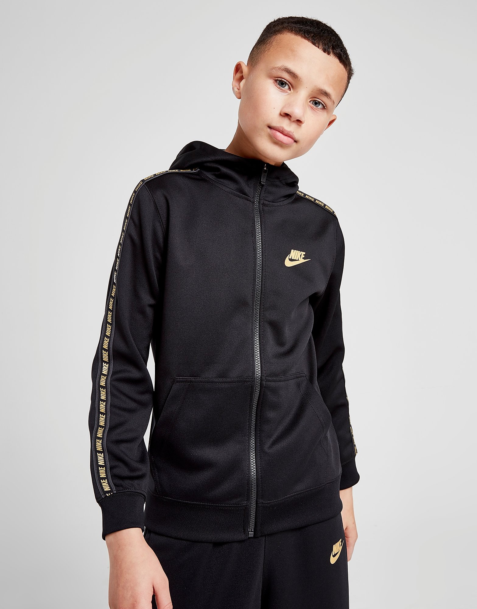 Nike Tape Poly Felpa con cappuccio Junior, Nero