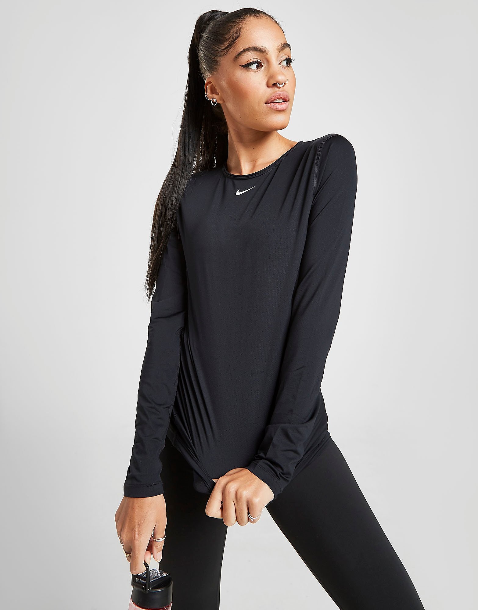 

Nike Pro Long Sleeve Training Top - Black/White/White - Womens, Black/White/White