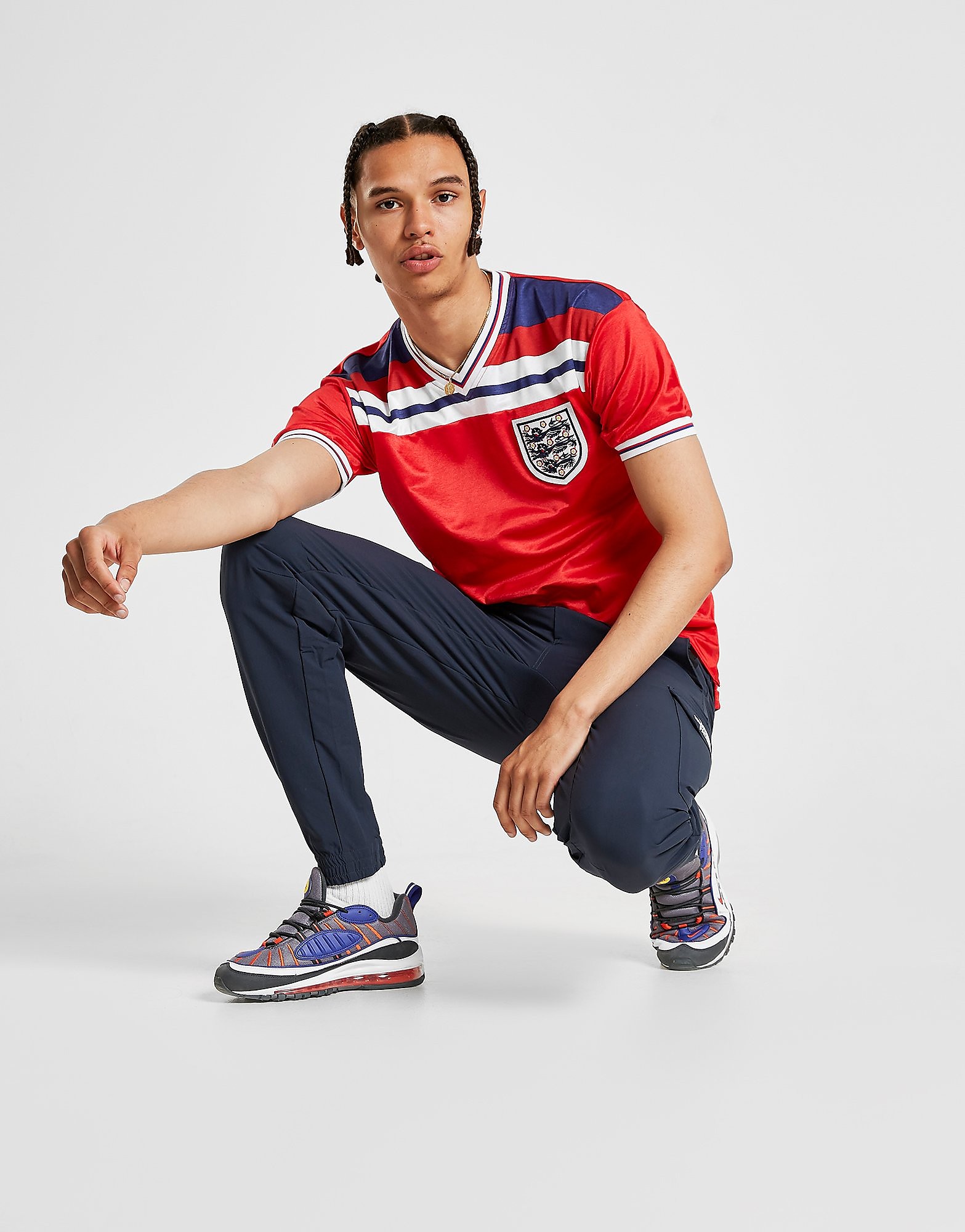 

Score Draw England '82 World Cup Away Retro Shirt - Red/White/Blue - Mens, Red/White/Blue