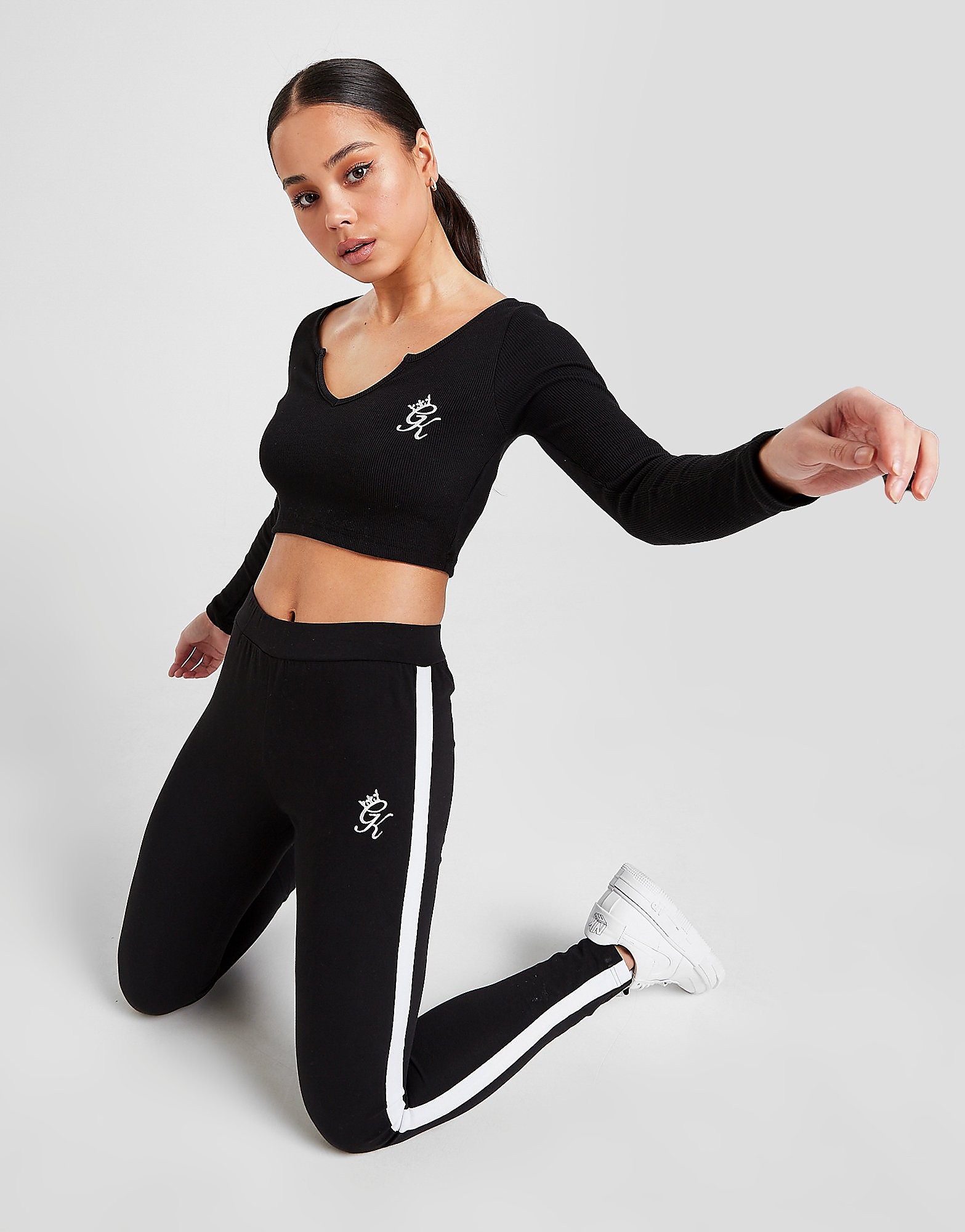 

Gym King Stripe Panel Leggings - Black/White - Womens, Black/White