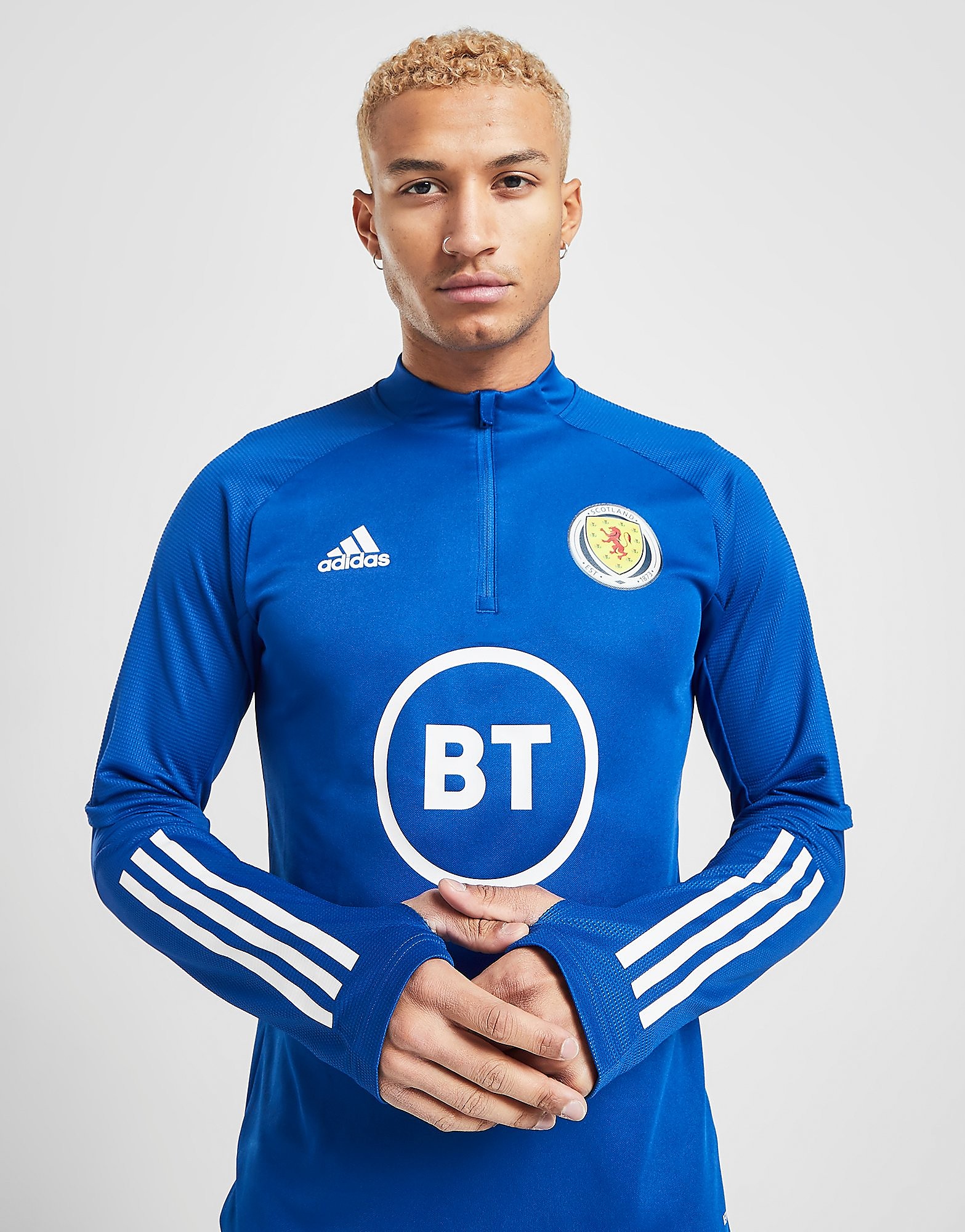 

adidas Scotland Condivo 20 1/2 Zip Top - Blue/White - Mens, Blue/White