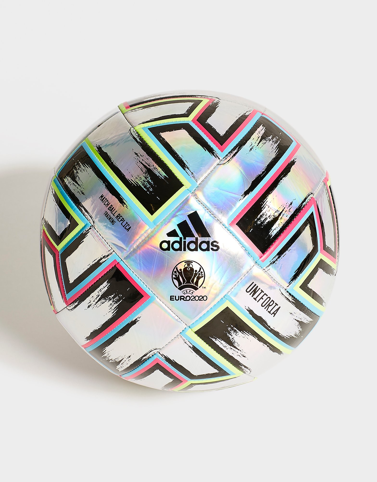 

adidas Euro 2020 Training Football - Silver Metallic / Signal Green / Bright Cyan / Shock Pink/Black - Kids, Silver Metallic / Signal Green / Bright Cyan / Shock Pink/Black
