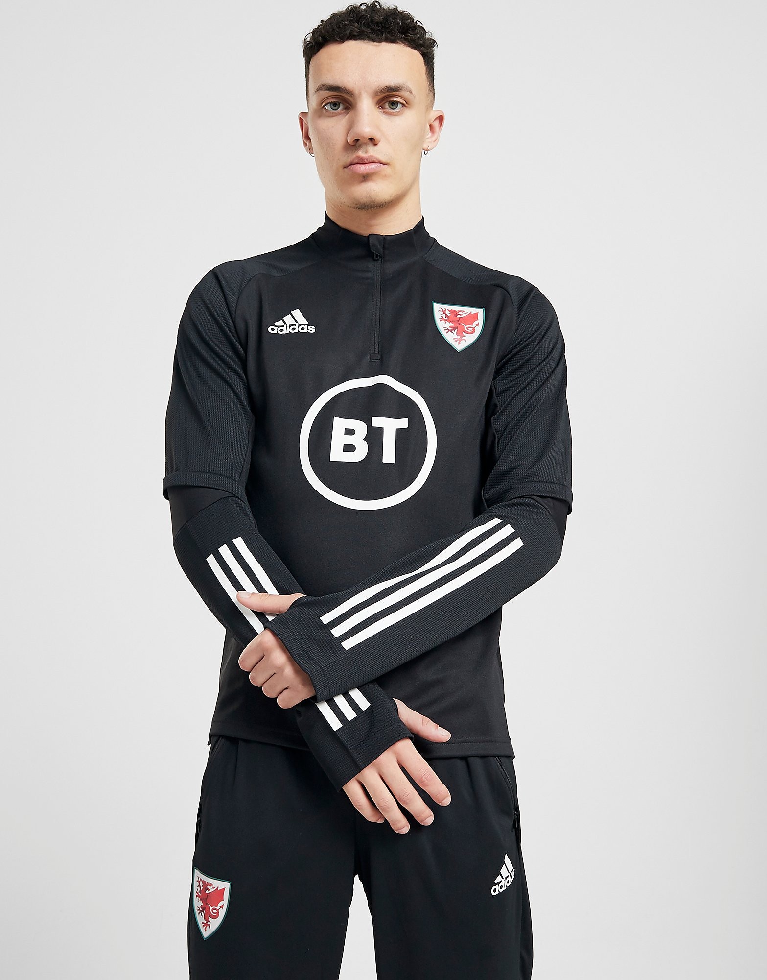 

adidas Wales Condivo 20 1/2 Zip Top - Black - Mens, Black