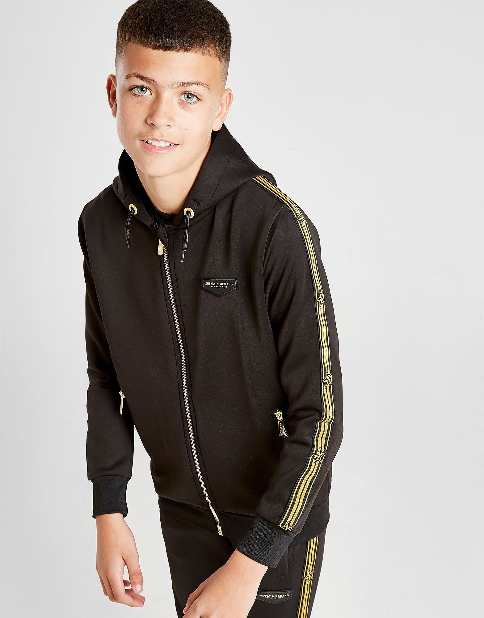 

Supply & Demand Twisted Zip Through Hoodie Junior - Only at JD - Black/Gold - Kids, Black/Gold