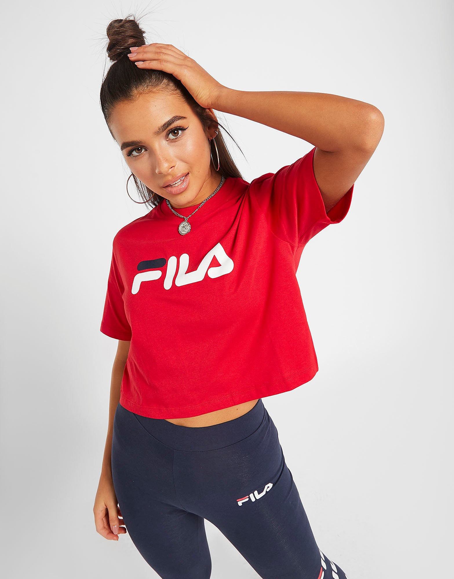 

Fila Core Logo Crop T-Shirt - Only at JD - Red/White - Womens, Red/White