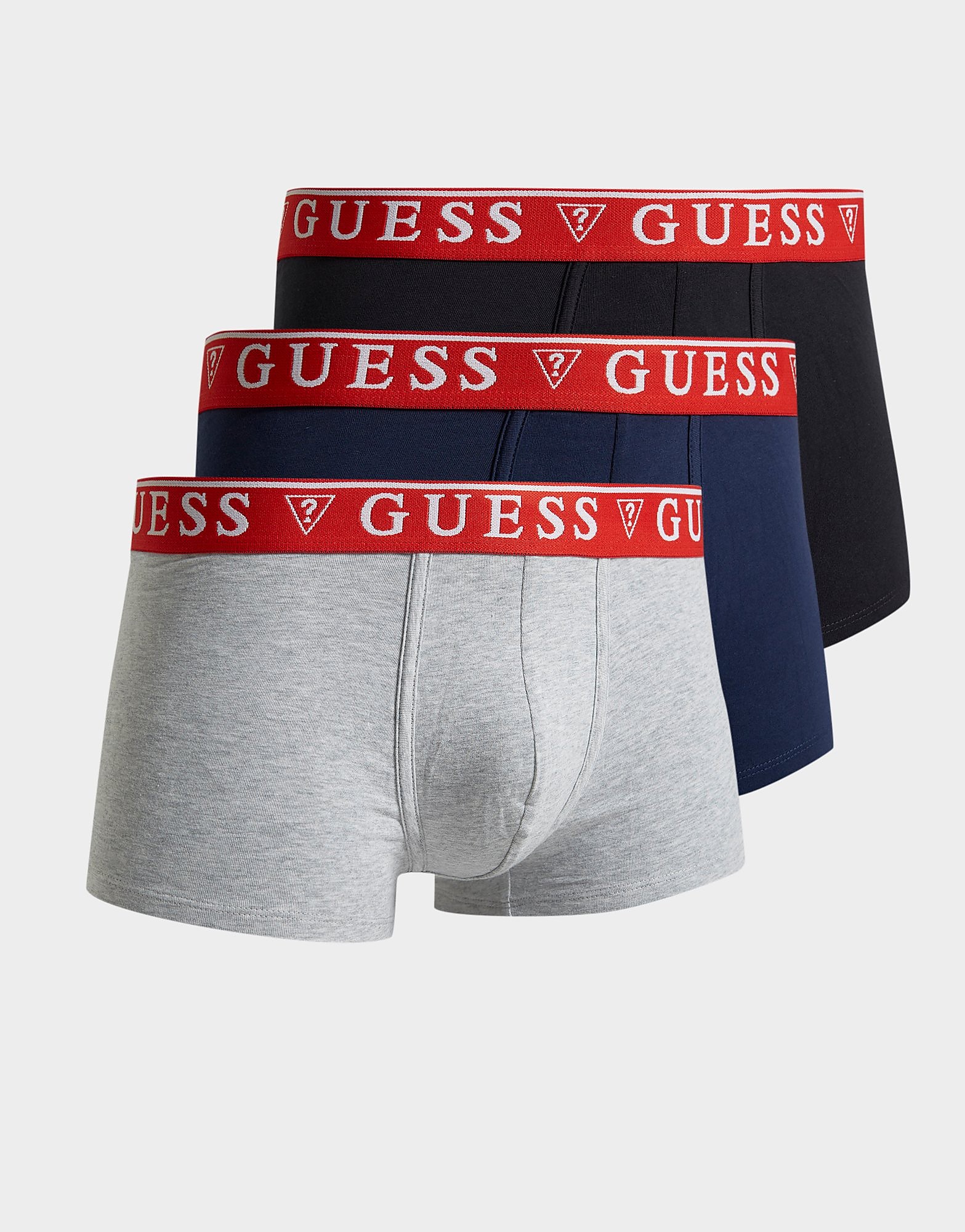 

GUESS 3 Pack Contrast Waistband Boxer Shorts - Black/Grey - Mens, Black/Grey