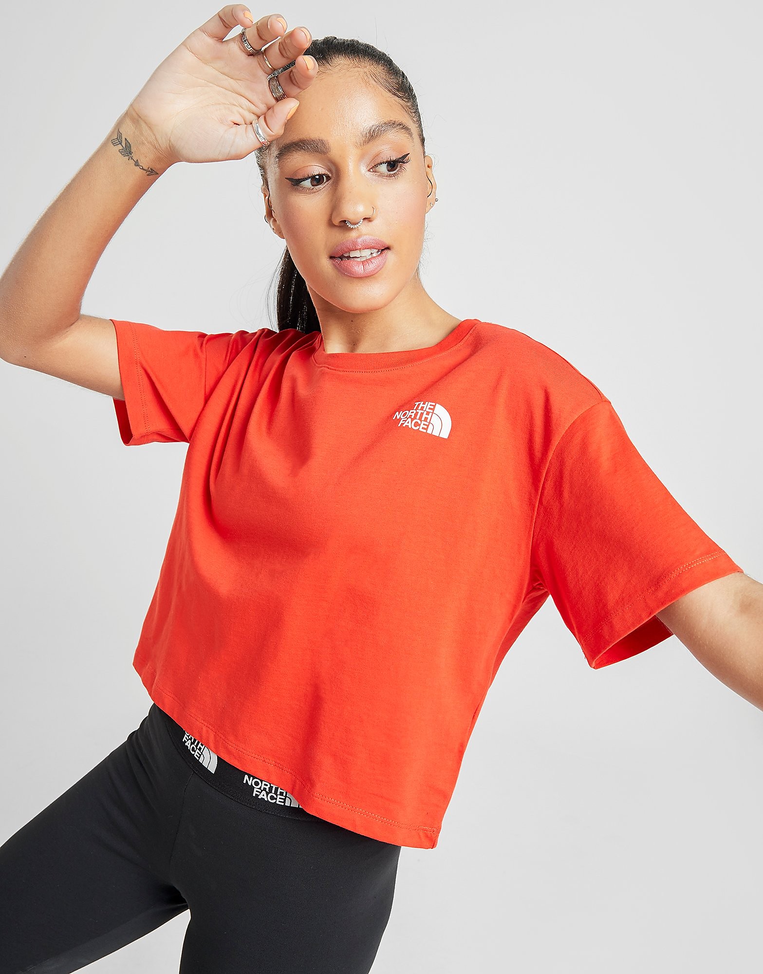 The North Face Simple Dome Crop T-Shirt - Only at JD - Red - Womens, Red