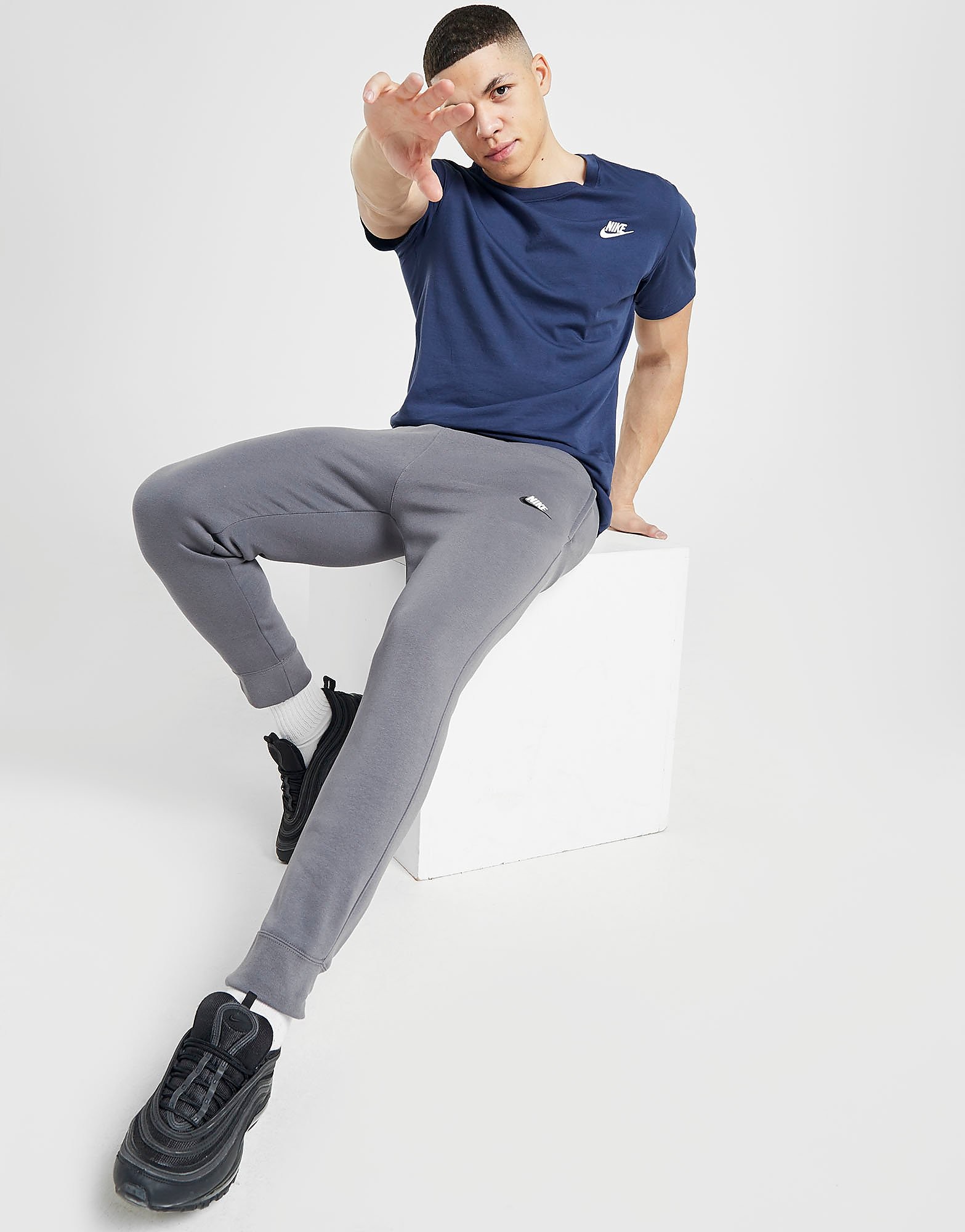 

Nike Foundation Fleece Joggers - Only at JD - Dark Grey/Dark Grey/Black/White - Mens, Dark Grey/Dark Grey/Black/White