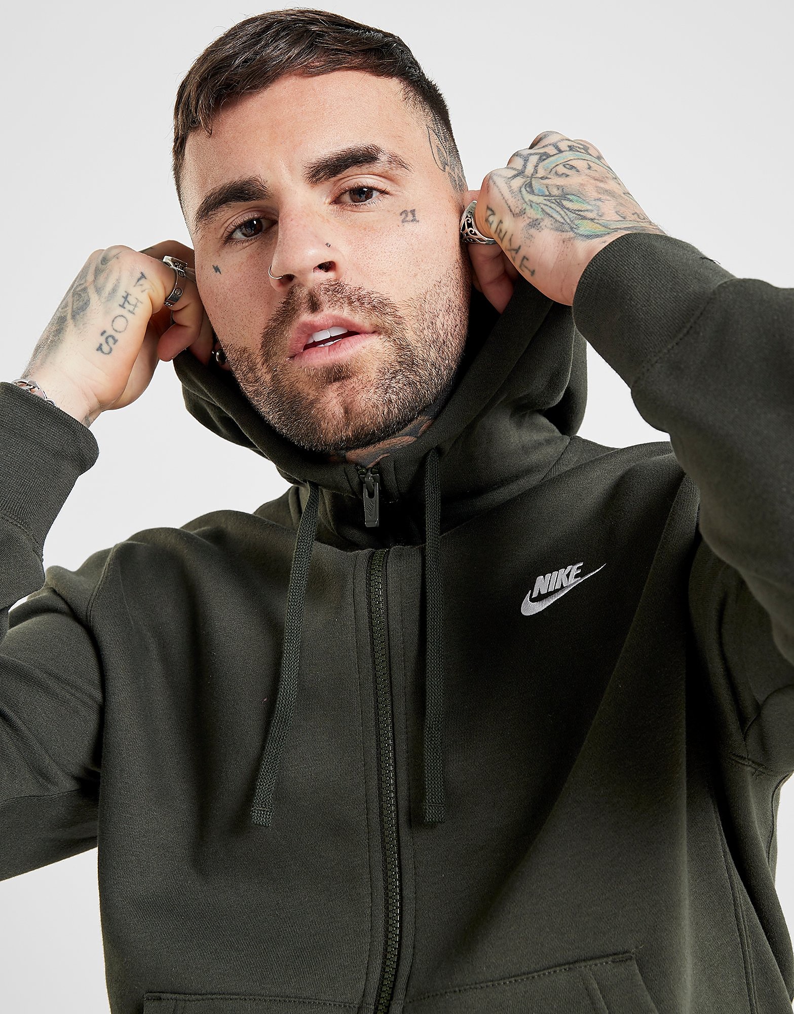 

Nike Foundation Full Zip Hoodie - Sequoia/Sequoia/White - Mens, Sequoia/Sequoia/White
