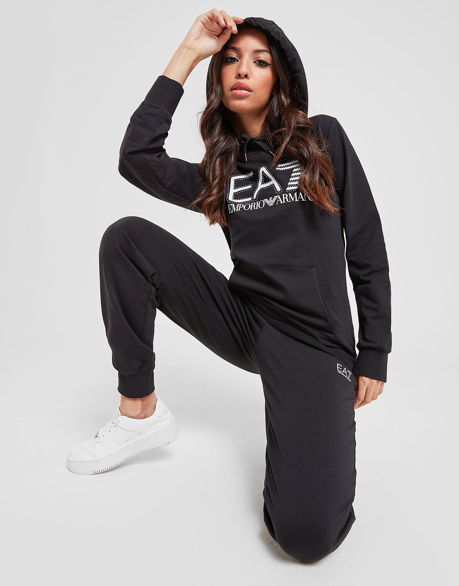 

Emporio Armani EA7 Studio Logo Tracksuit - Black/White - Womens, Black/White