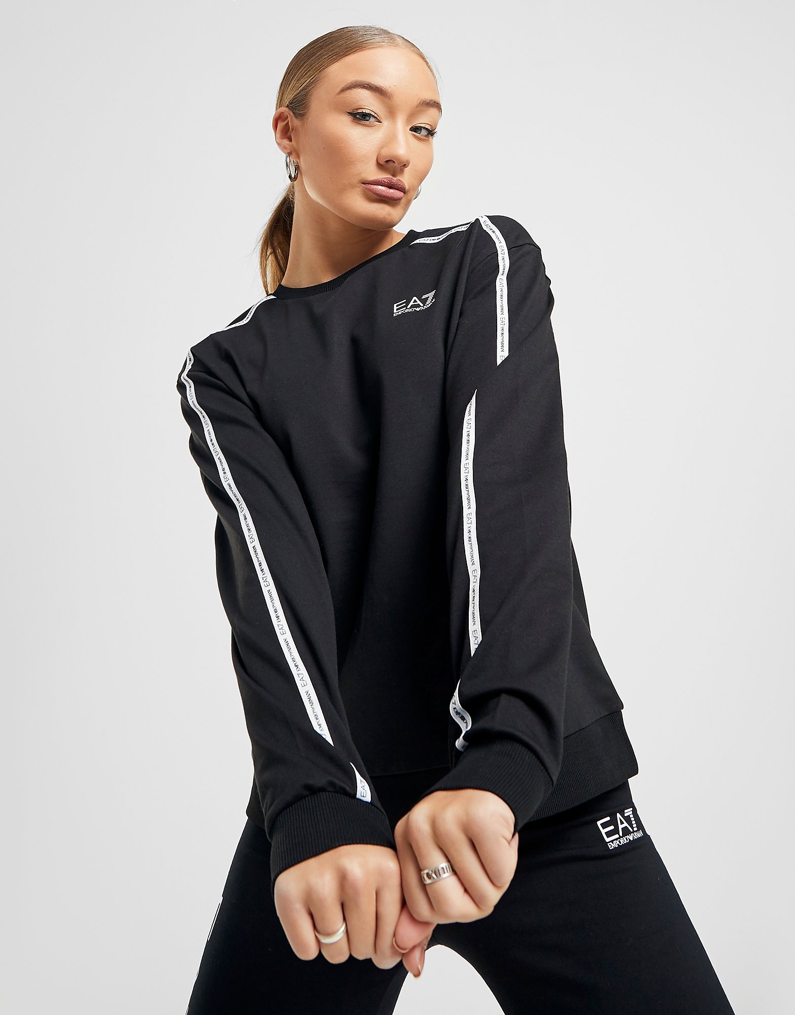 

Emporio Armani EA7 Silver Tape Crew Sweatshirt - Only at JD - Black/Silver - Womens, Black/Silver