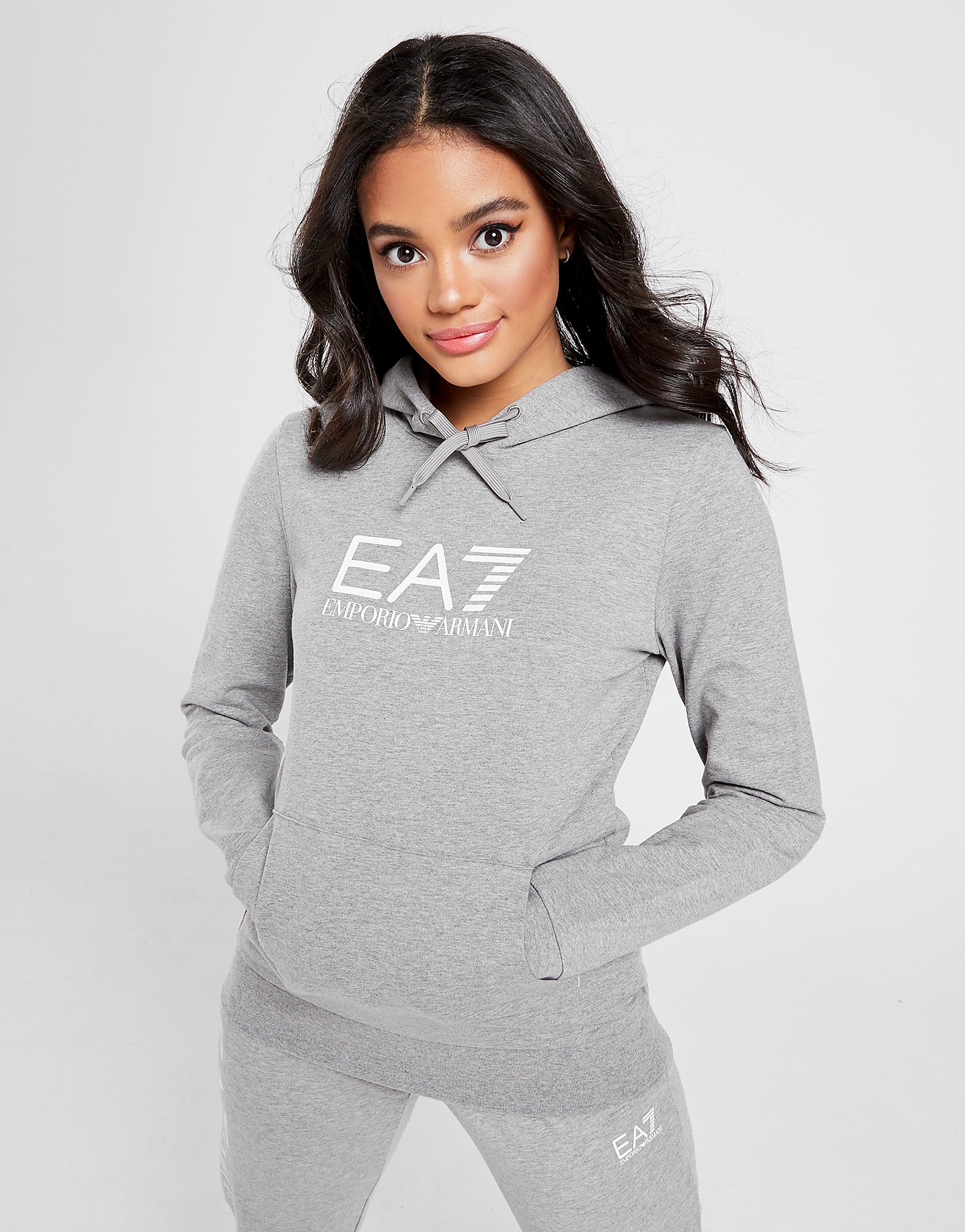

Emporio Armani EA7 Core Logo Overhead Hoodie - Grey - Womens, Grey