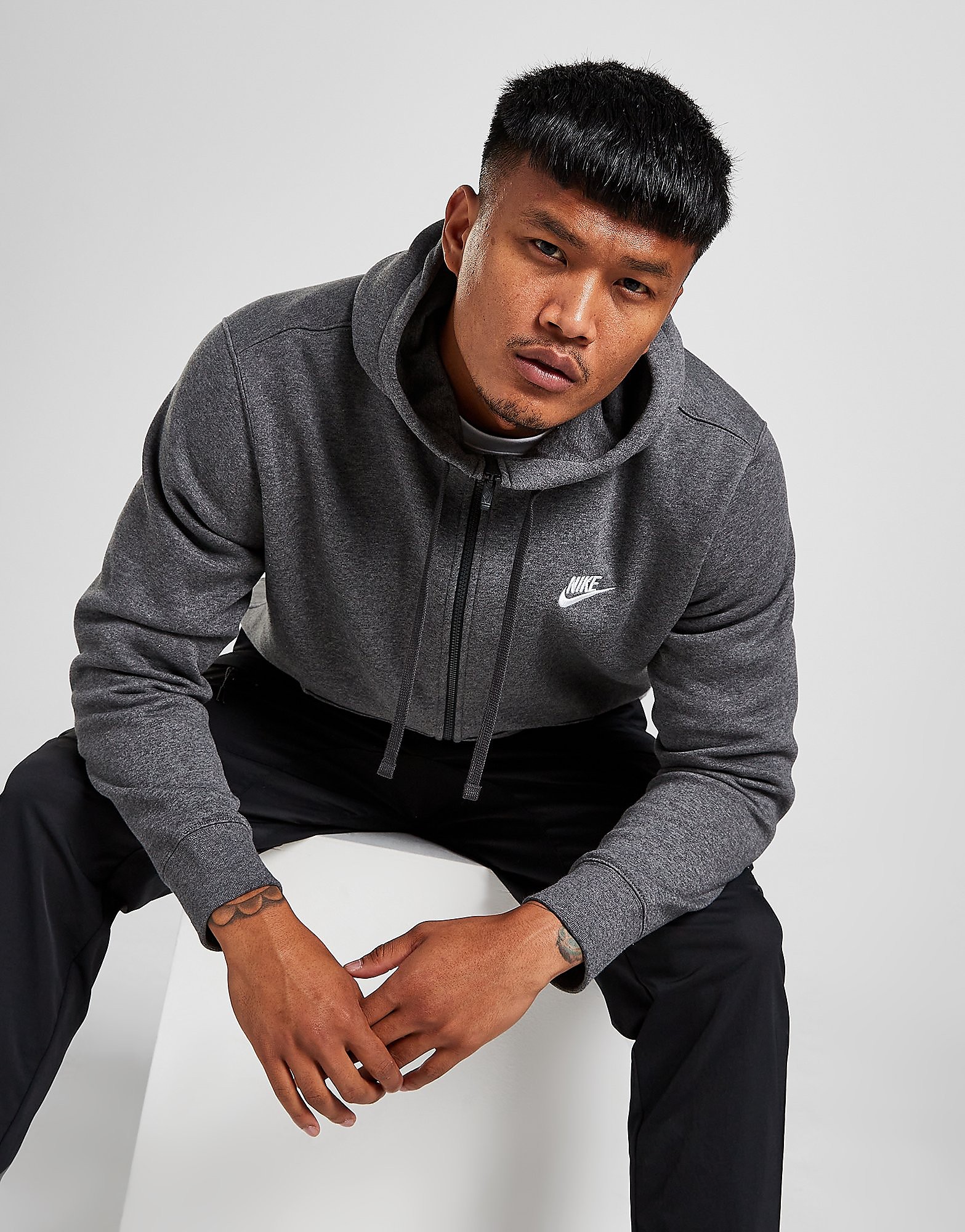 

Nike Sportswear Club Full-Zip Hoodie - Charcoal Heather/Anthracite/White - Mens, Charcoal Heather/Anthracite/White