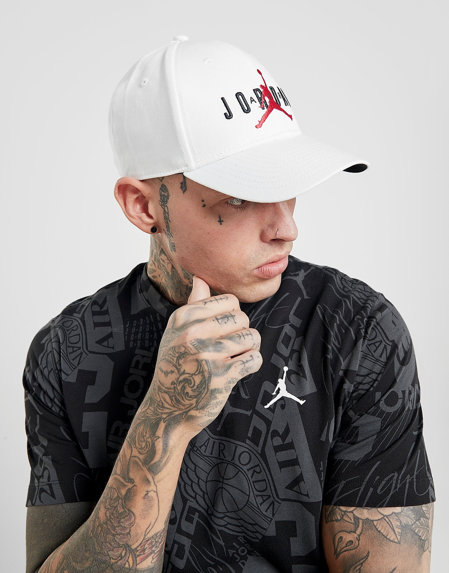 Jordan Legacy 91 Jumpman Air Cap - White/White/Black/Gym Red/Black - Mens, White/White/Black/Gym Red/Black