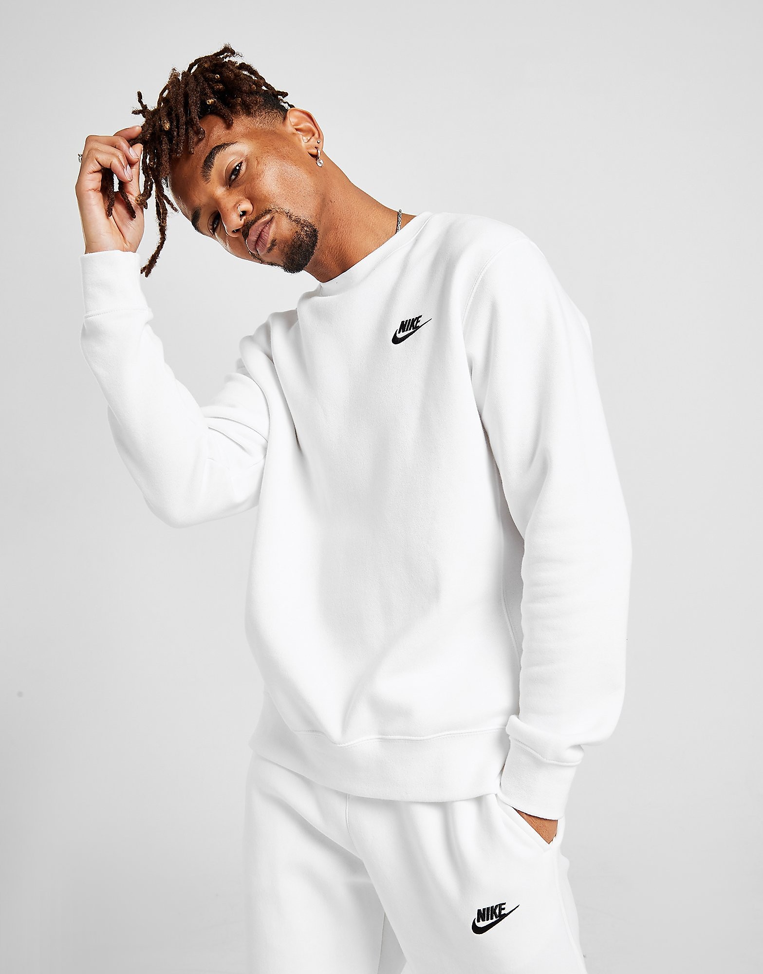 

Nike Sportswear Club Sweatshirt - White/Black - Mens, White/Black