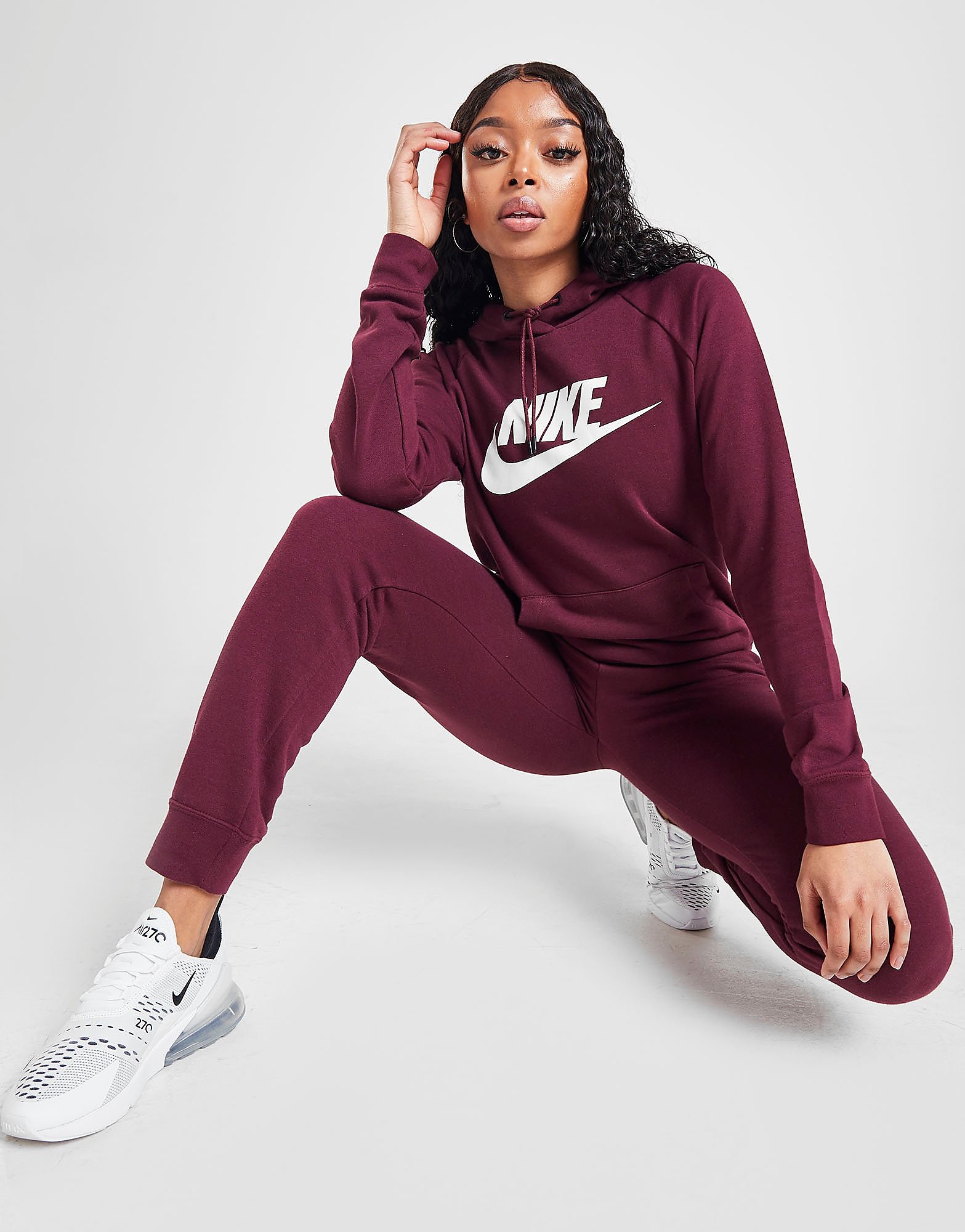 

Nike Essential Logo Overhead Hoodie Women's - Night Maroon/White, Night Maroon/White