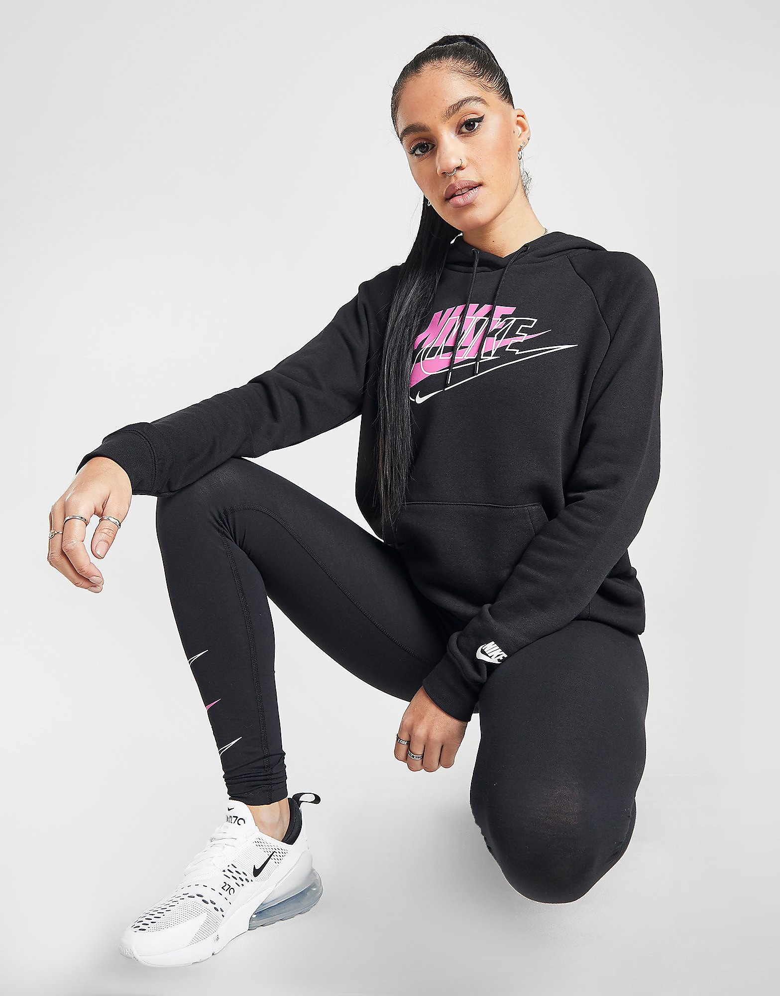 

Nike Double Futura Overhead Hoodie - Only at JD - Black/Pink - Womens, Black/Pink