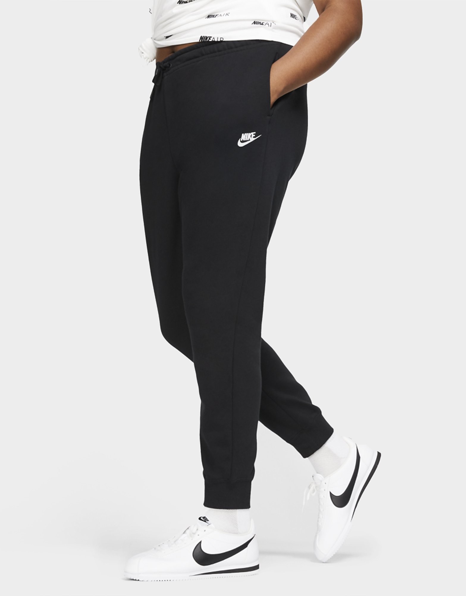 

Nike Essential Plus Size Joggers - Black/White/White - Womens, Black/White/White