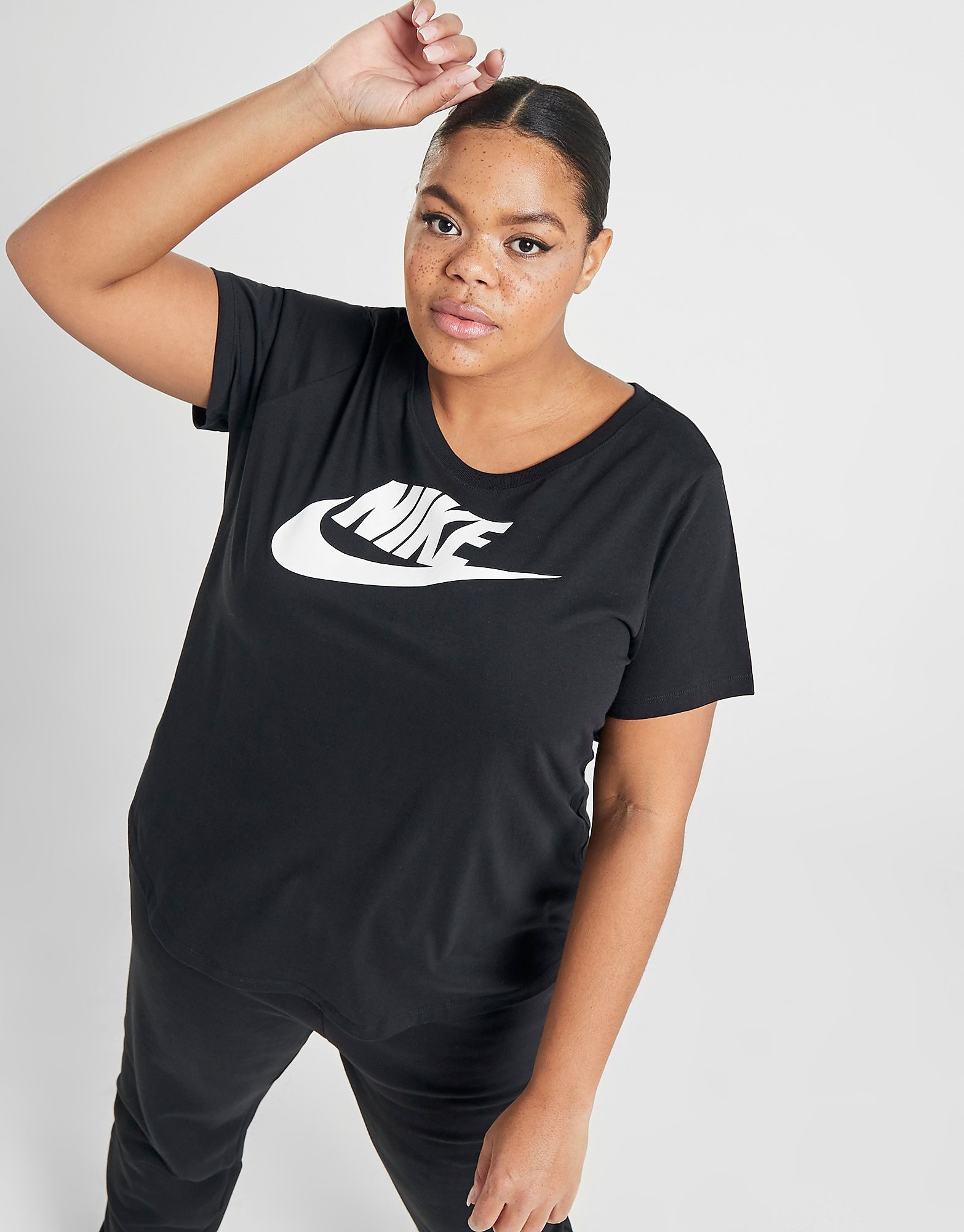 

Nike Essential Futura Plus Size T-Shirt - Black/White/White - Womens, Black/White/White