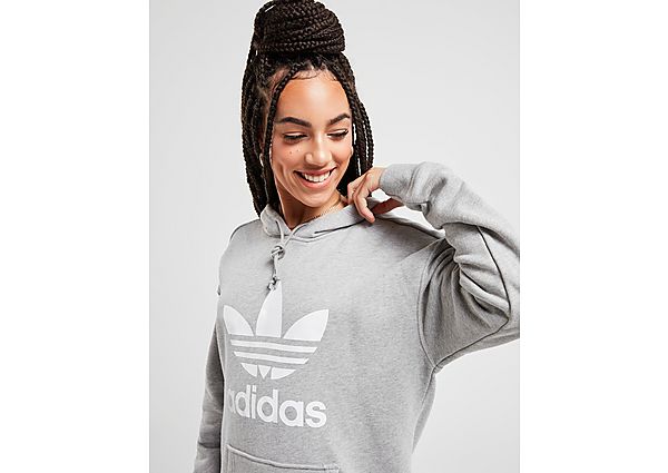 adidas Originals Sweat à Capuche Trefoil Femme - Grey/White, Grey/White