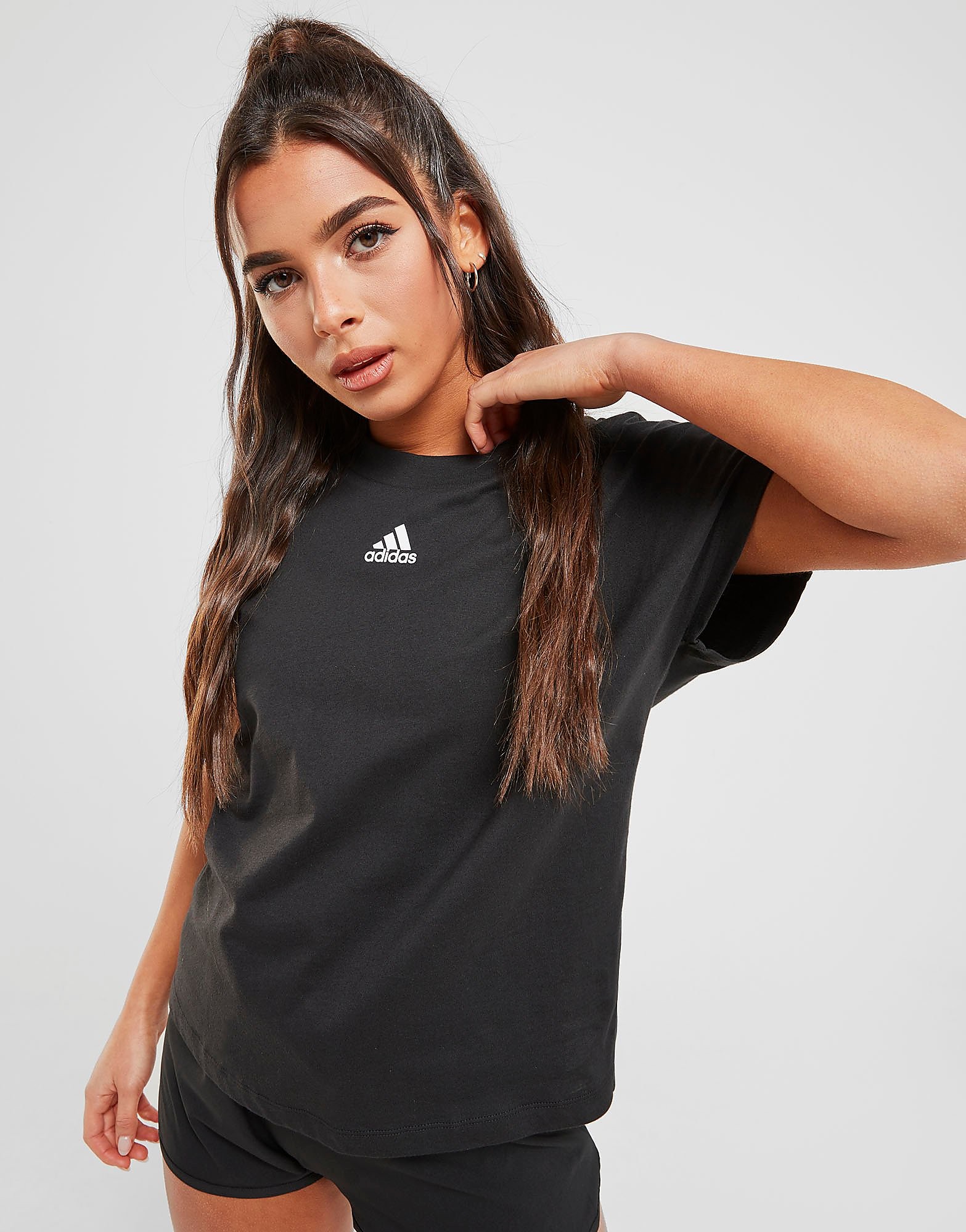 

adidas Athletic Small Logo T-Shirt - Black / White/White - Womens, Black / White/White