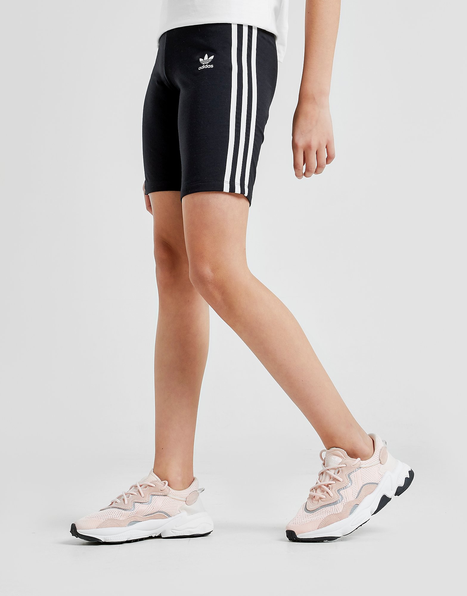 

adidas Originals Girls' 3-Stripes Cycle Shorts Junior - Black / White - Kids, Black / White