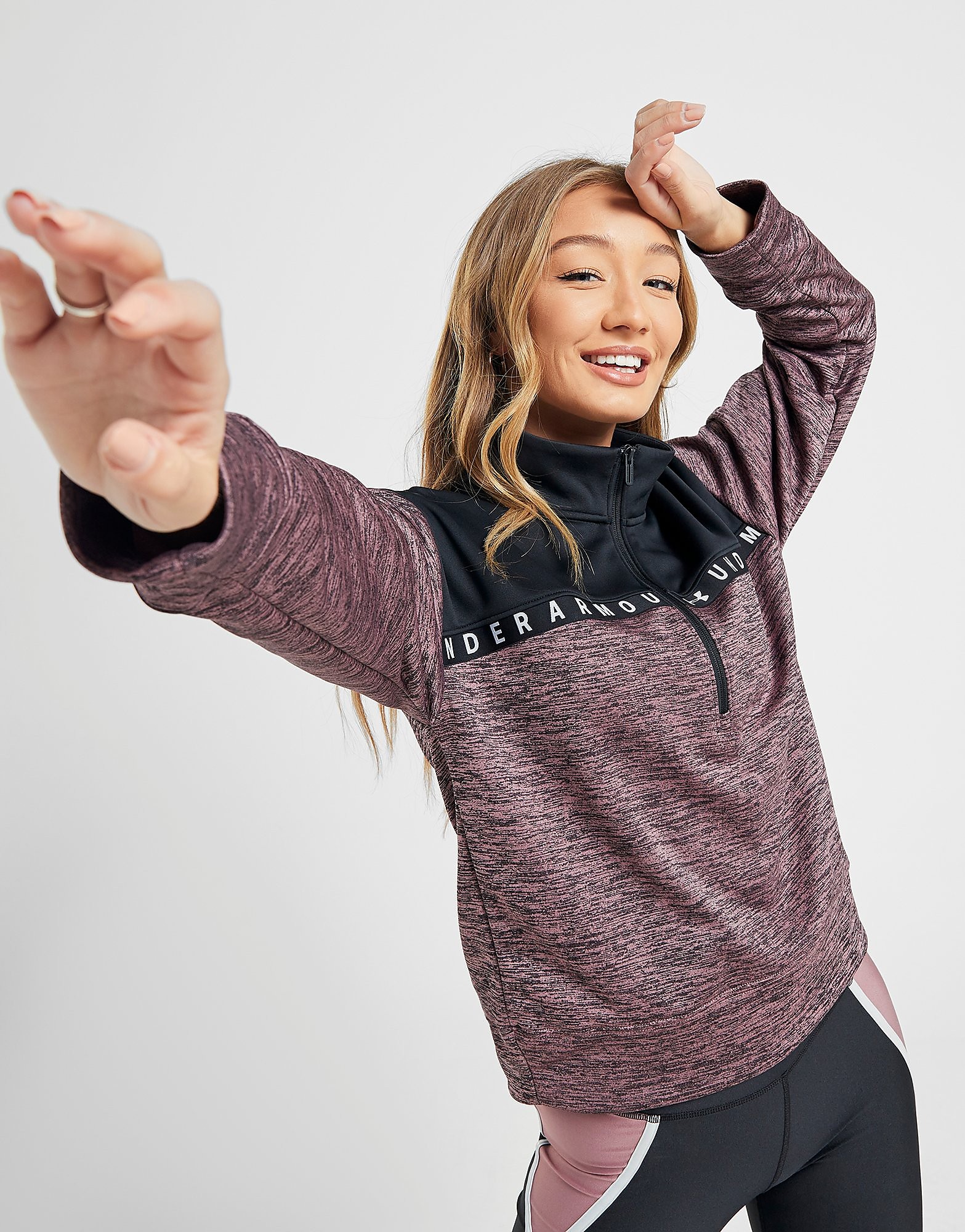 

Under Armour Fleece Colour Block 1/4 Zip Top - Only at JD - Pink - Womens, Pink