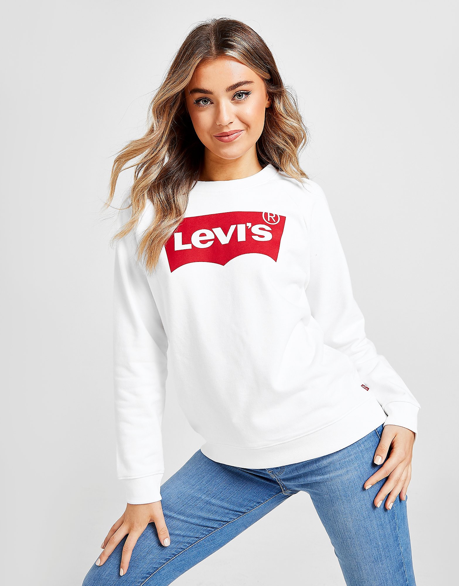 

Levis Batwing Crew Neck Sweatshirt - White/Red - Womens, White/Red