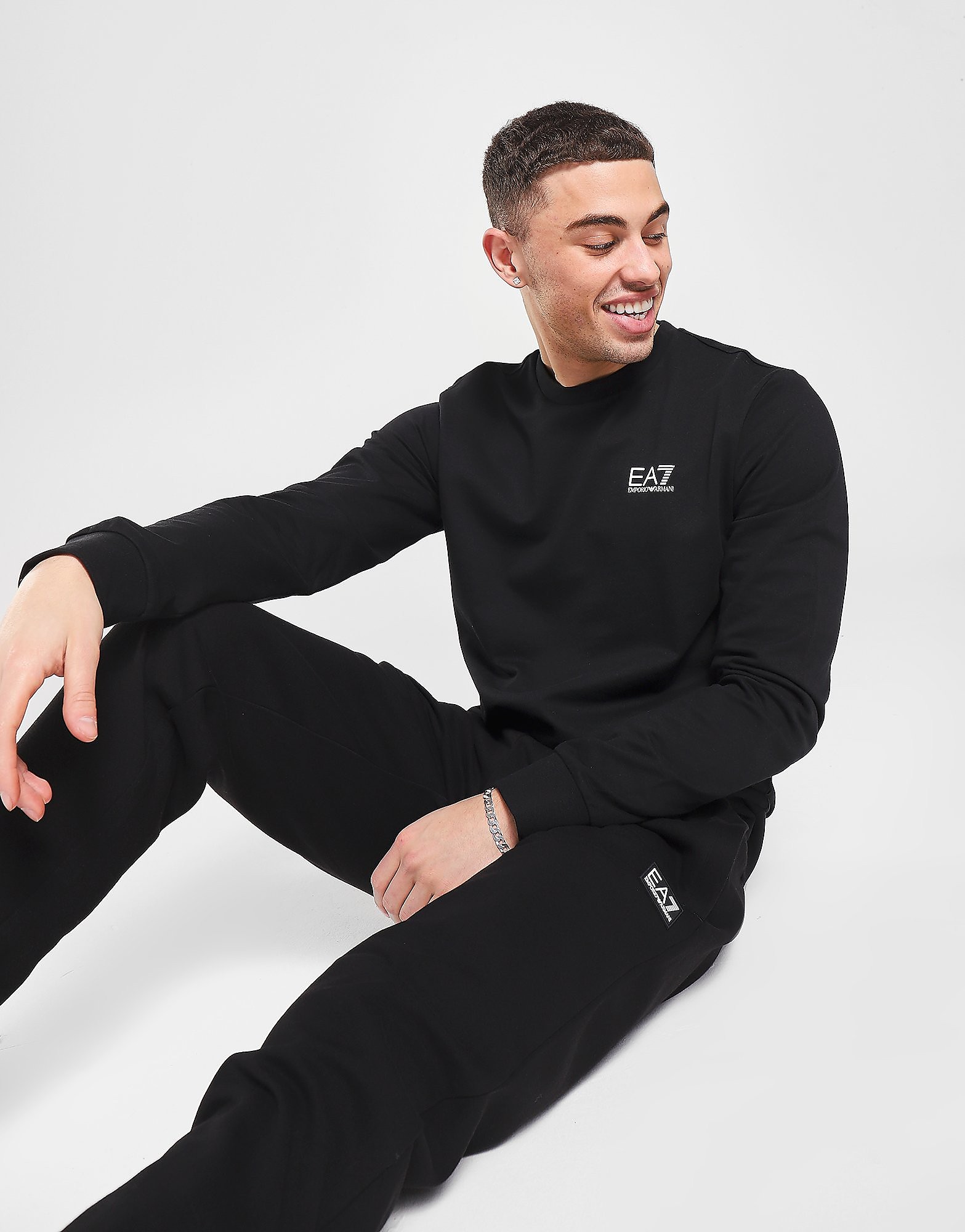 

Emporio Armani EA7 Core ID Crew Sweatshirt - Black/White - Mens, Black/White