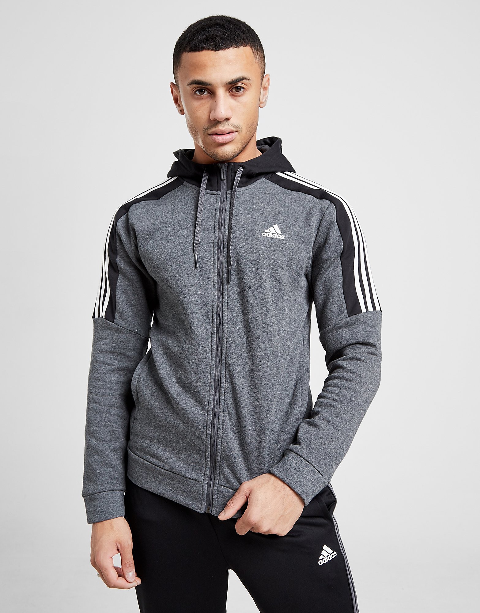 

adidas Energize Full Zip Hoodie - Only at JD - Grey/Black - Mens, Grey/Black