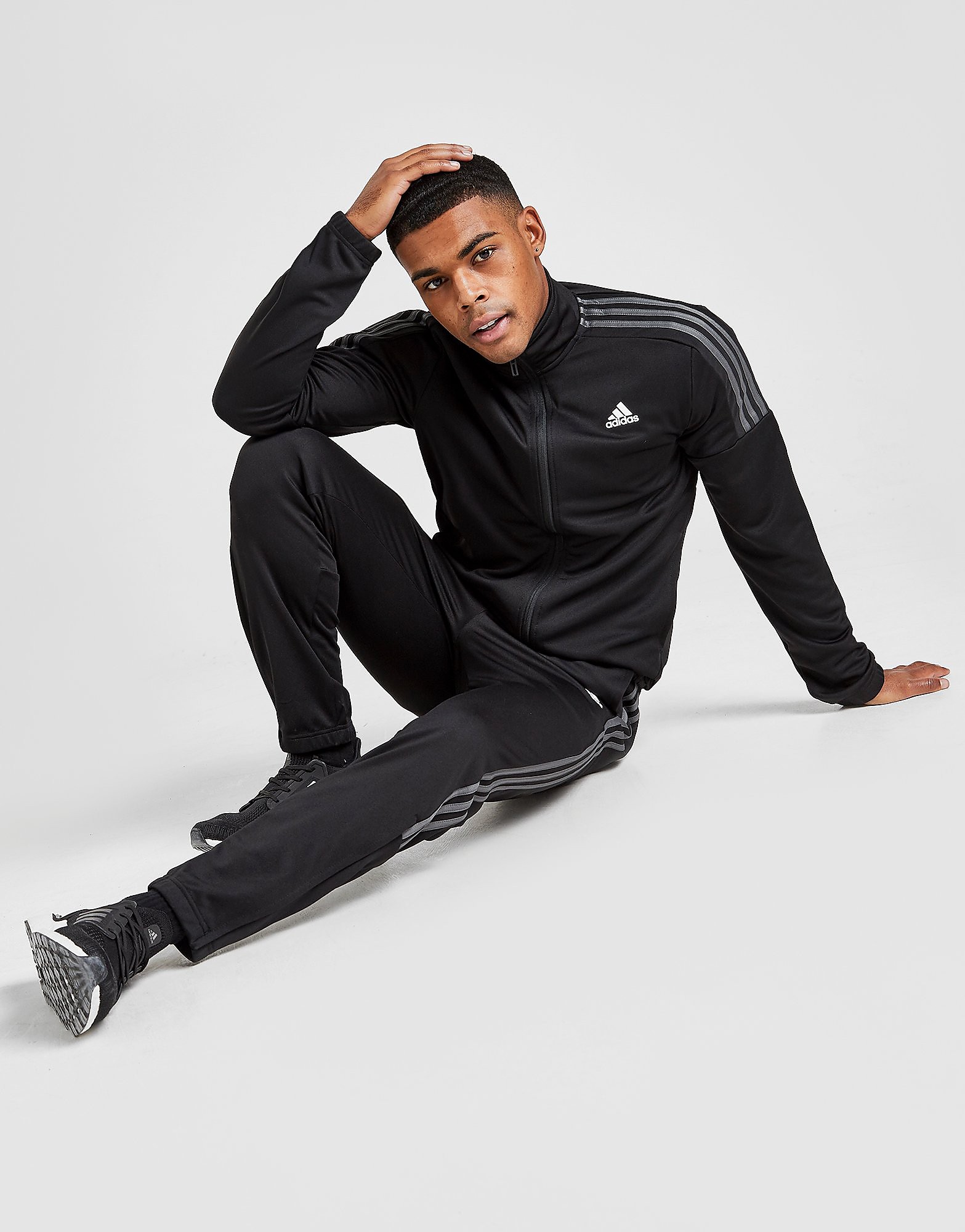 

adidas 3-Stripes Poly Tracksuit - Only at JD - Black - Mens, Black