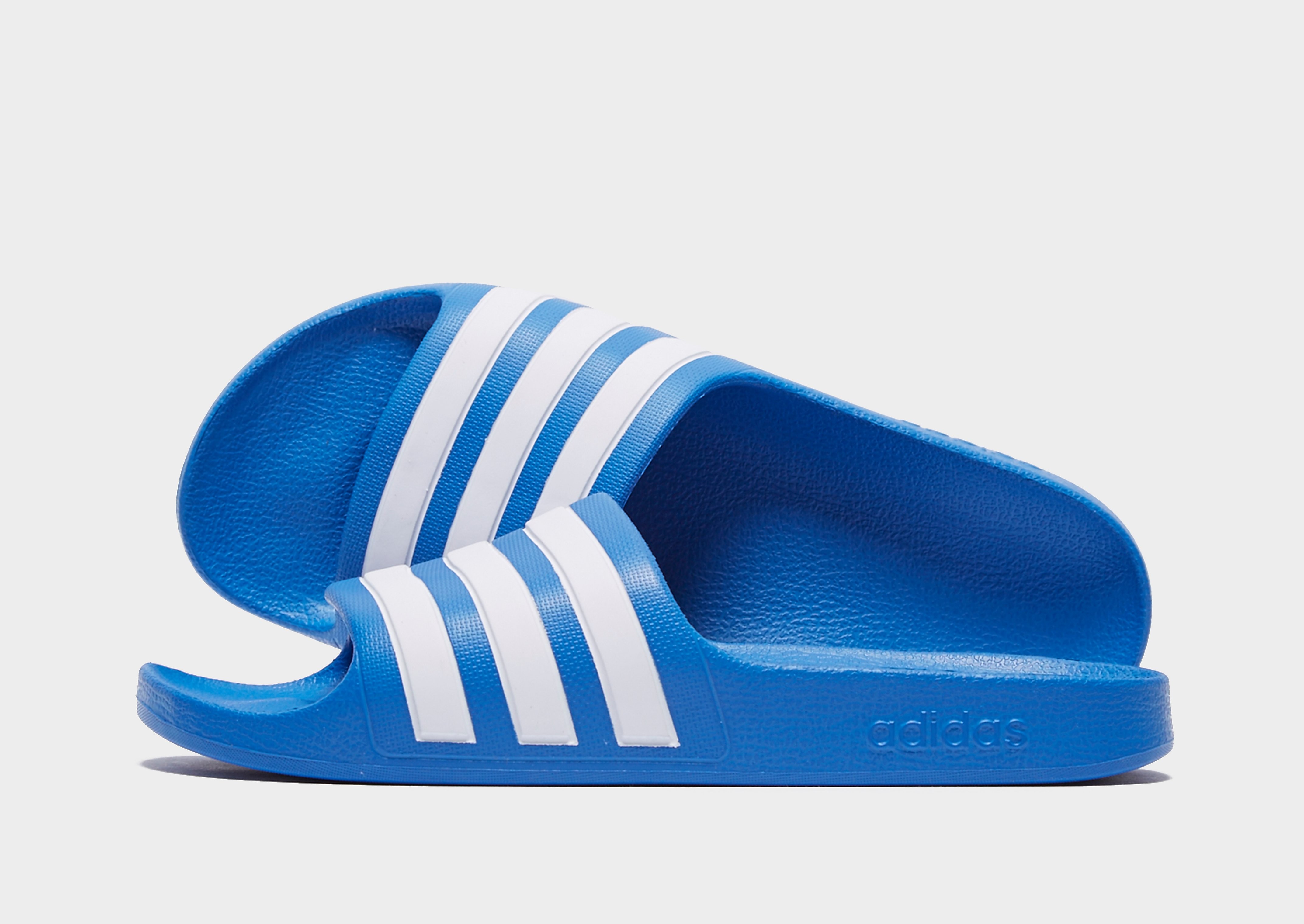 

adidas Adilette Aqua Slides Junior - True Blue / Cloud White / True Blue - Kids, True Blue / Cloud White / True Blue