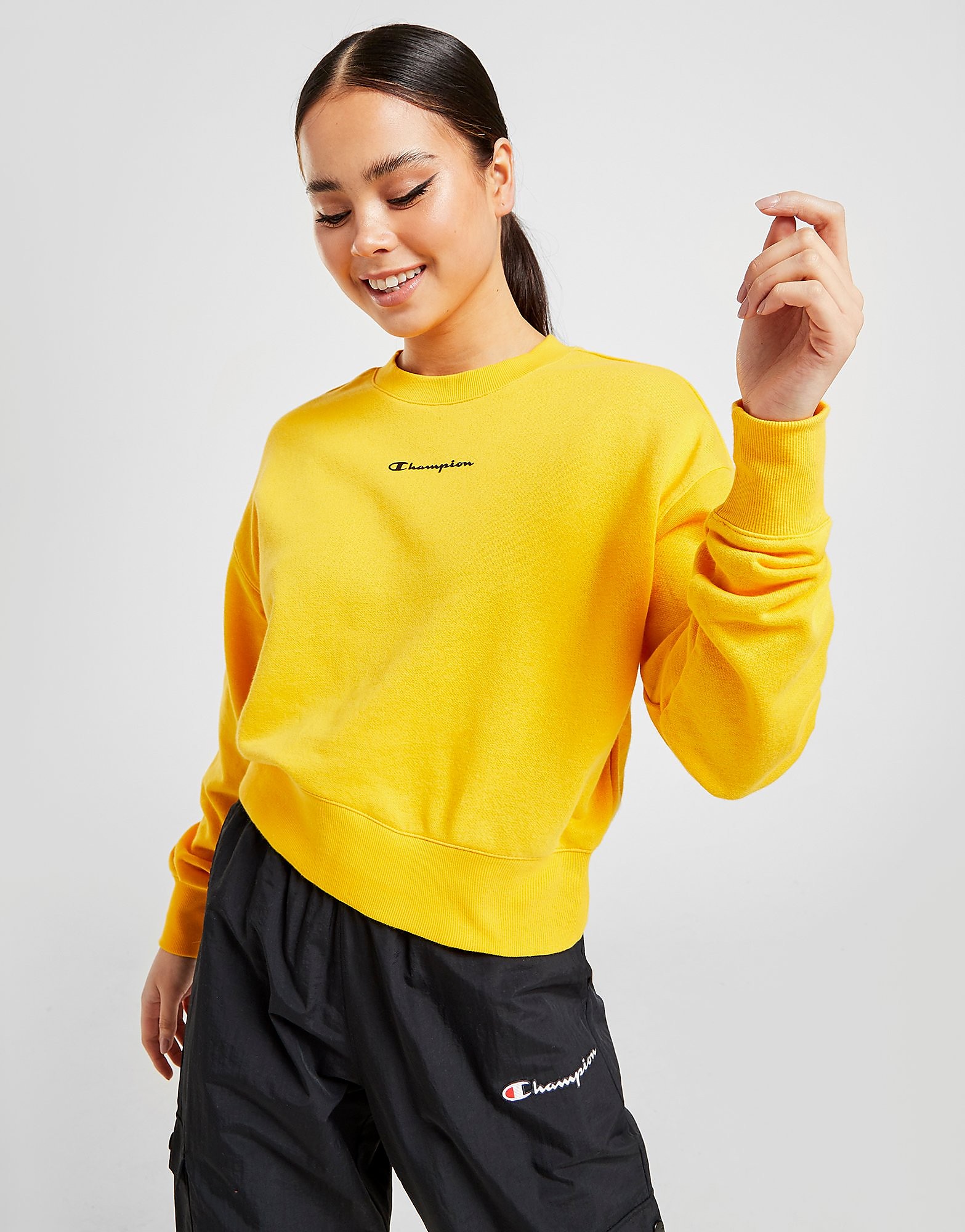 

Champion Small Logo Crew Sweatshirt - Only at JD - Yellow - Womens, Yellow
