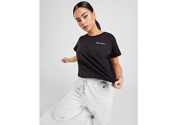 Champion T-shirt Small Script Logo Crop Femme - Black, Black