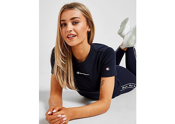 Champion T-Shirt Crop Small Logo Slim Femme - Navy, Navy