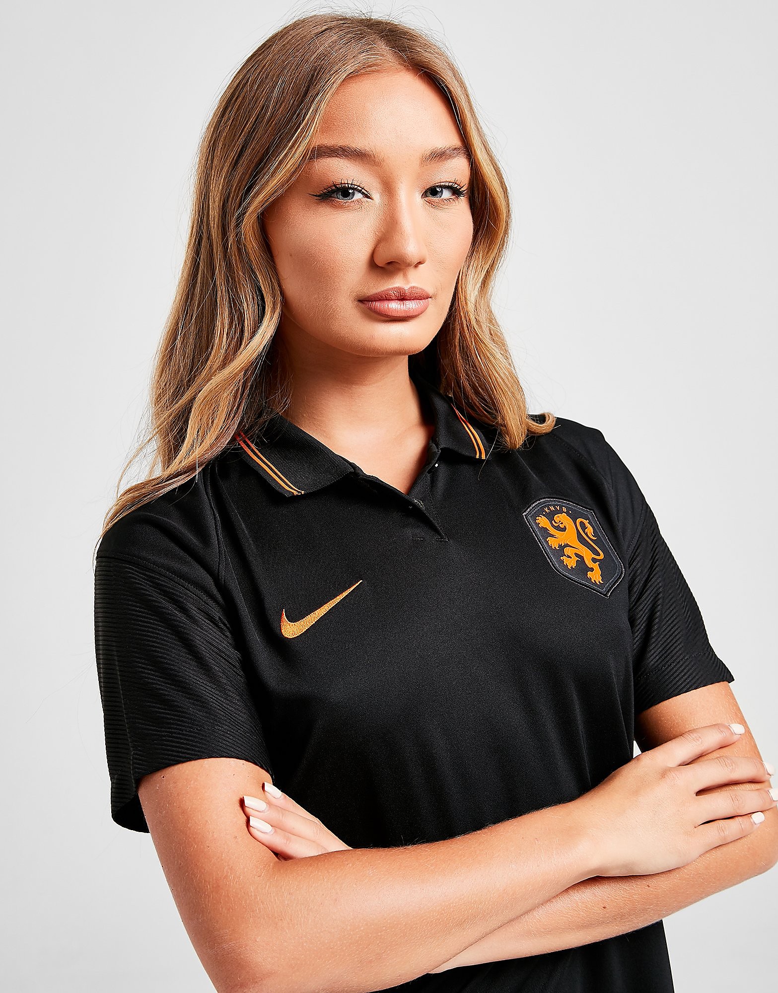 Nike Netherlands 2020/21 Away Shirt Women's - Black/Safety Orange, Black/Safety Orange