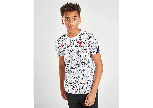 Nike Maillot d'avant-match France Junior - White/Blackened Blue/University Red, White/Blackened Blue