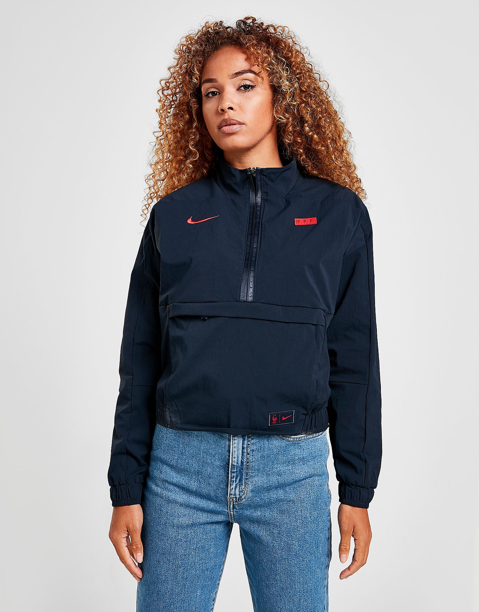 

Nike France Mid-Length 1/4 Zip Jacket - Dark Obsidian/University Red/Red - Womens, Dark Obsidian/University Red/Red