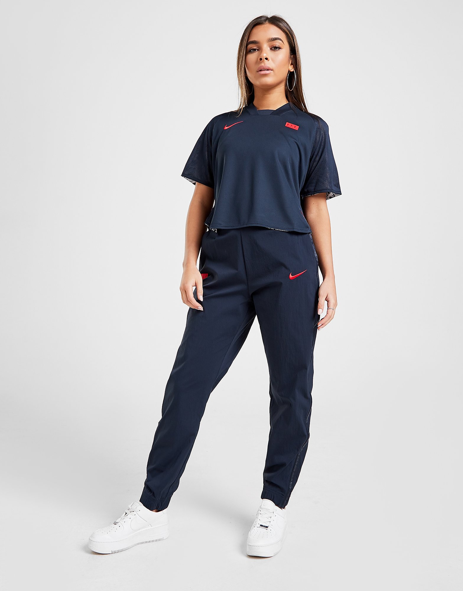 Nike French Football Federation Woven Track Pants - Dark Obsidian/University Red/Red - Womens, Dark Obsidian/University Red/Red