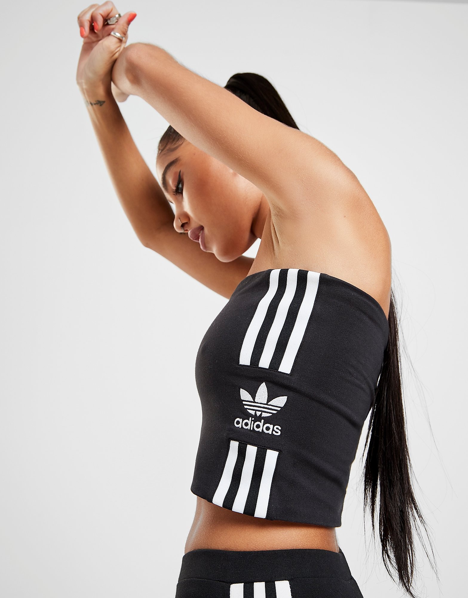 

adidas Originals Lock Up Bandeau - Black / White - Womens, Black / White
