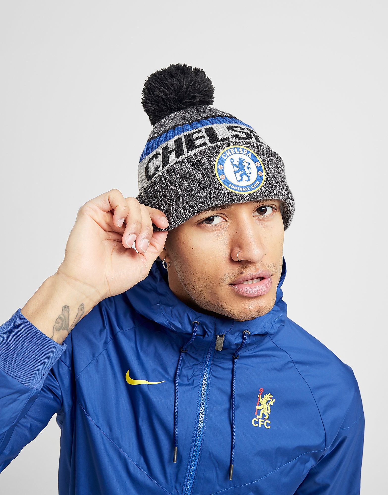 

New Era Chelsea FC Pom Beanie Hat - Grey - Mens, Grey