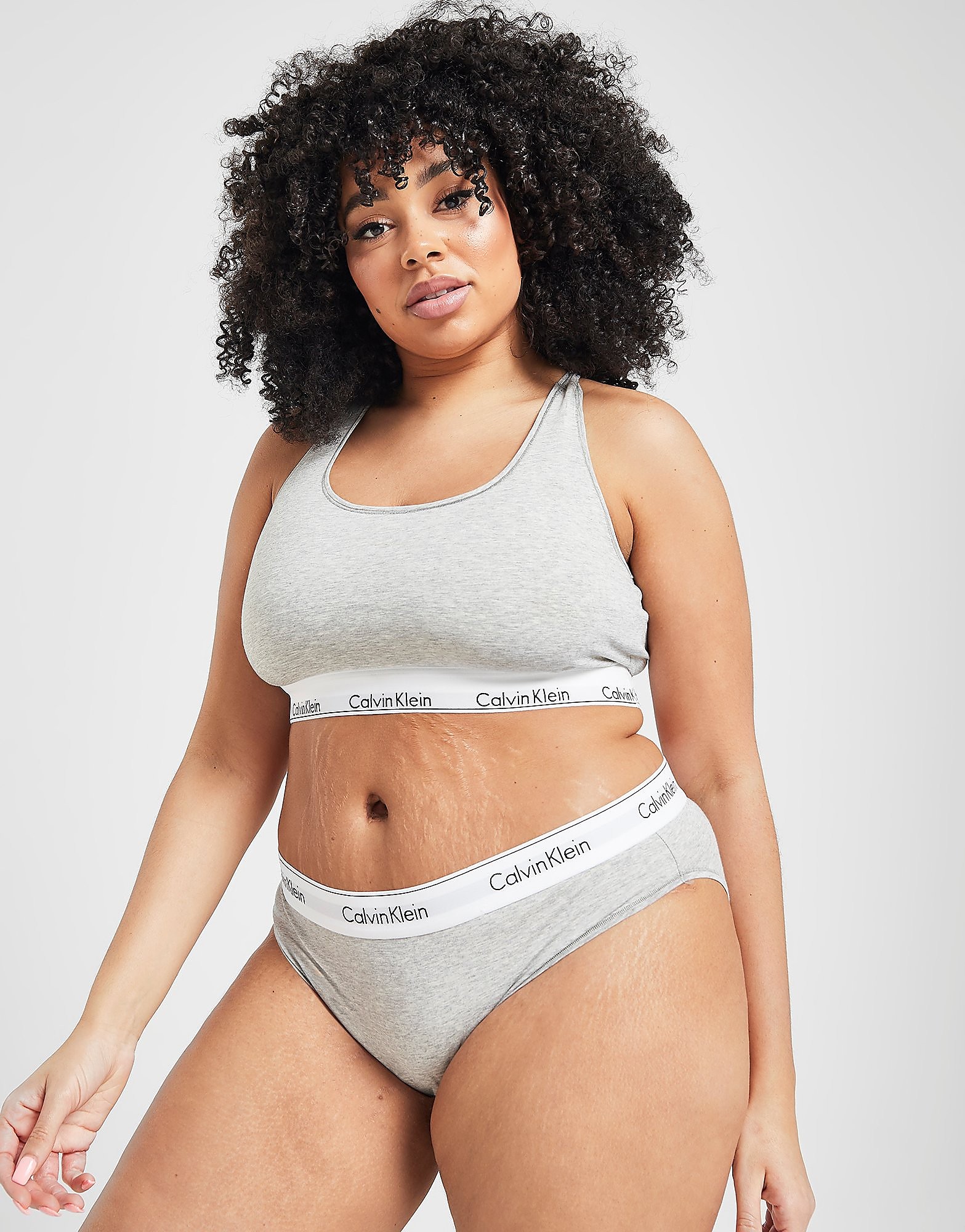 

Calvin Klein Underwear Modern Cotton Plus Size Briefs - Grey/White - Womens, Grey/White
