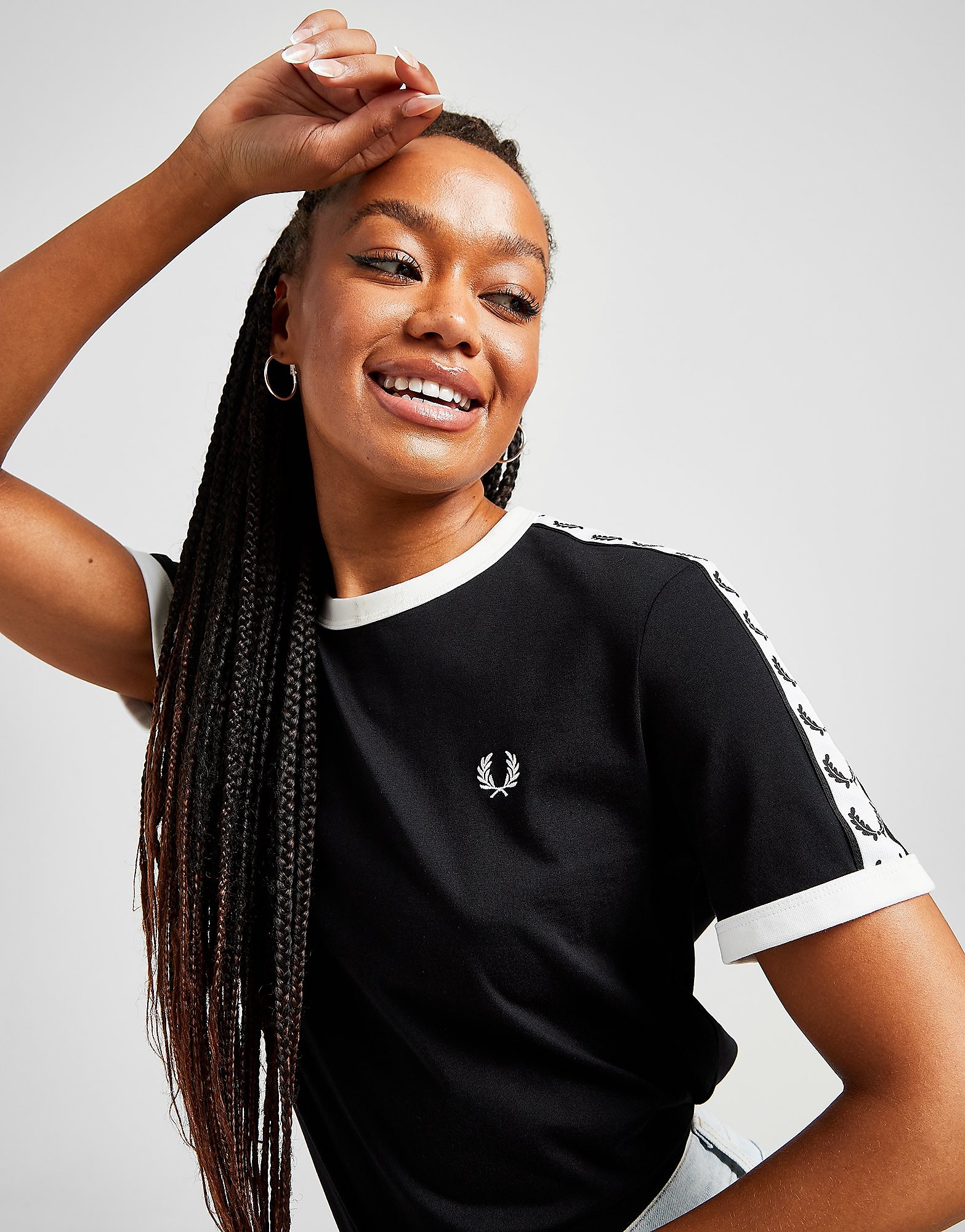 

Fred Perry Tape Ringer T-Shirt - Black - Womens, Black