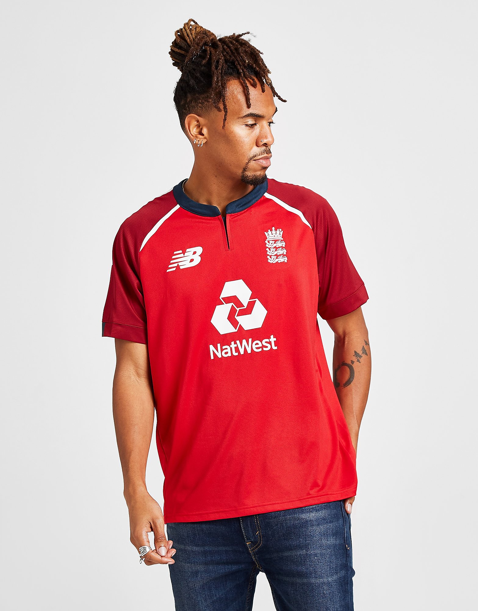 New Balance ECB T20 Short Sleeve Shirt - Red - Mens, Red