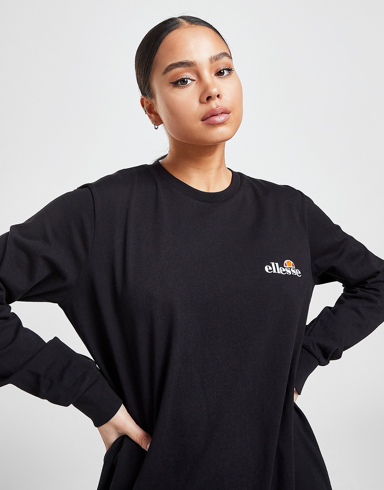 

Ellesse Core Logo Long Sleeve T-Shirt Dress - Only at JD - Black/White - Womens, Black/White