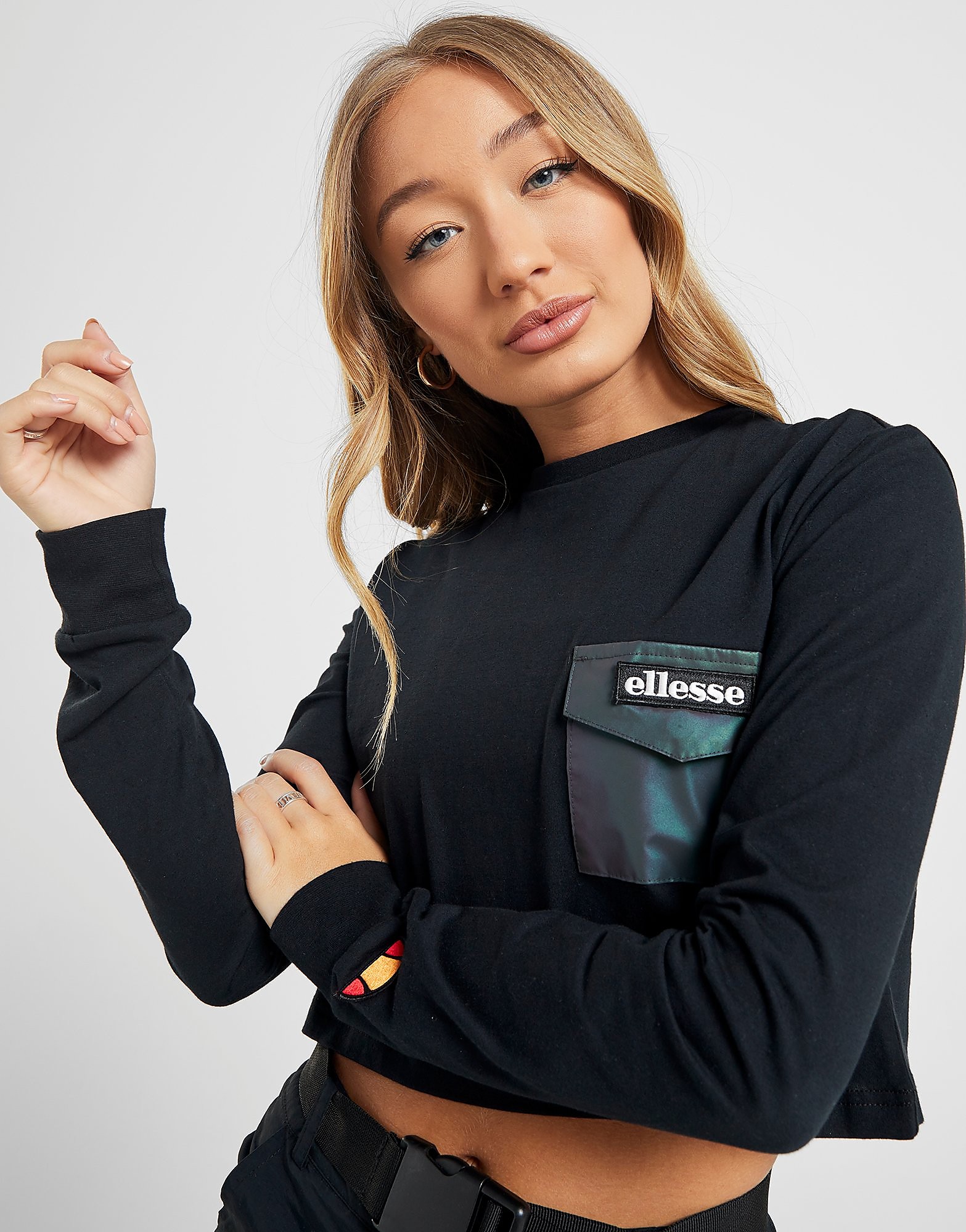

Ellesse Pocket Crop Long Sleeve T-Shirt - Only at JD - Black/Multi Coloured - Womens, Black/Multi Coloured