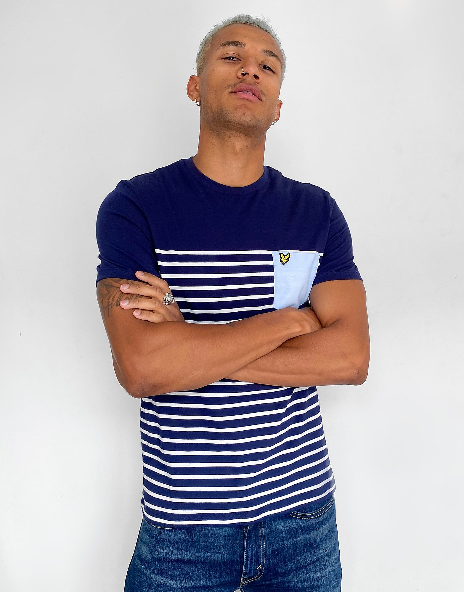 Lyle & Scott Stripe Pocket T-Shirt Men's - Only at JD - Bleu, Bleu